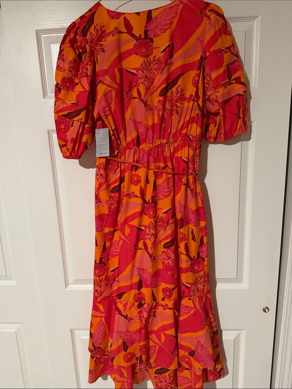 MELLODAY Pink and Orange Floral Midi Dress - Picture 6 of 9